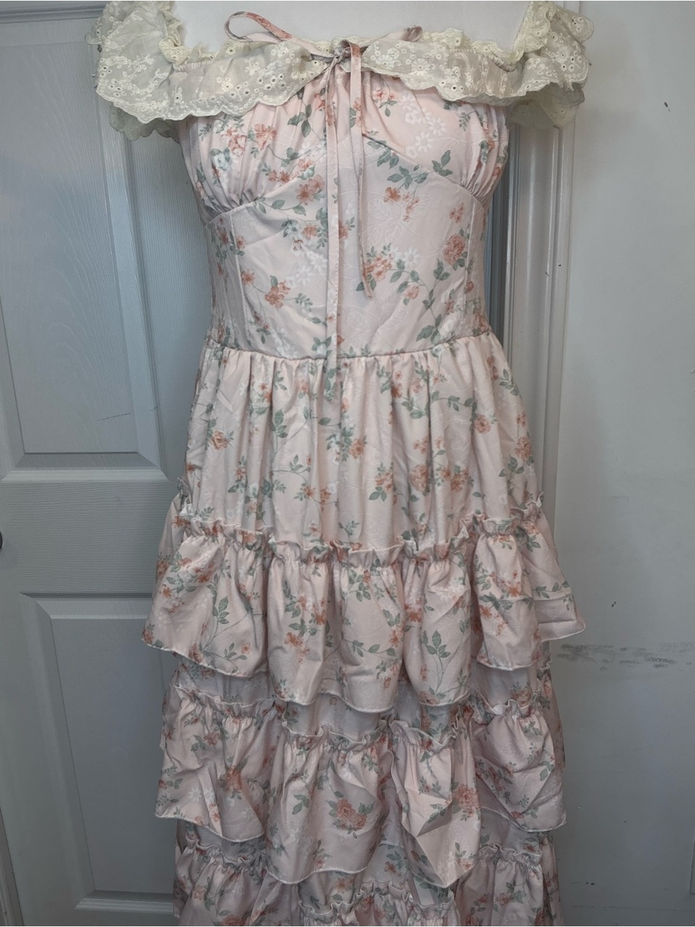 2080 - Pastel Floral Tiered Maxi Dress from the brand Meng Meng.
